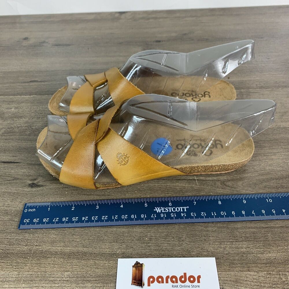 Yokono Leather and Cork Sandals Size 7.5. Womens Slide Dual Strap Made in Spain